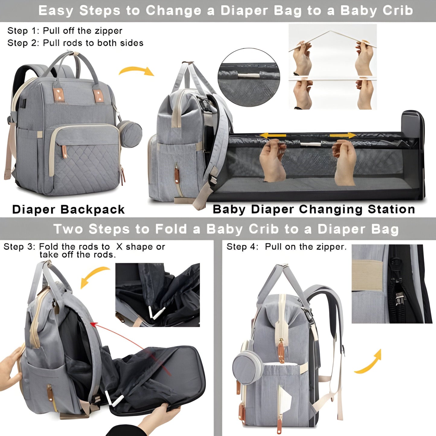 Travel Changing Bag with Portable Baby Cot