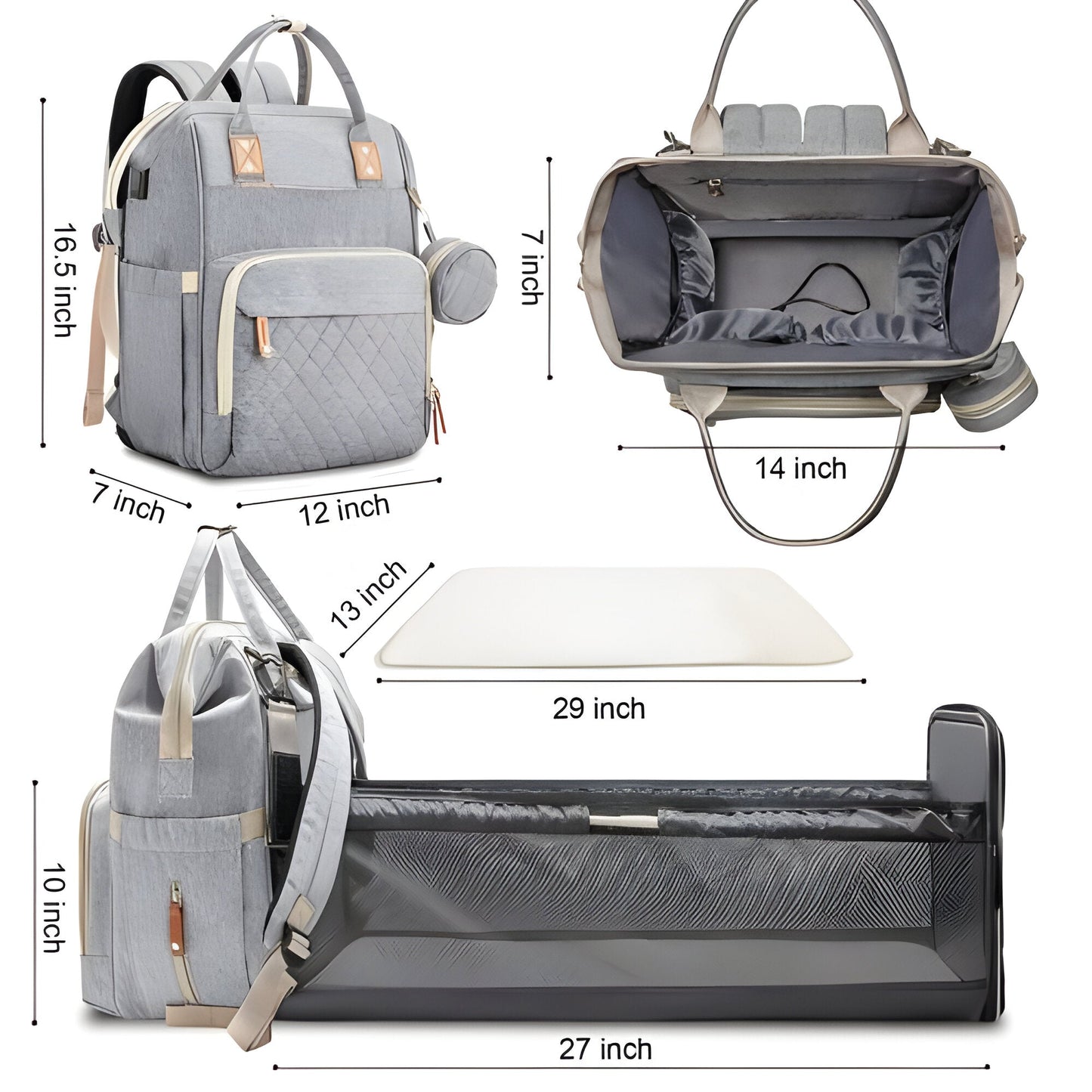 Travel Changing Bag with Portable Baby Cot