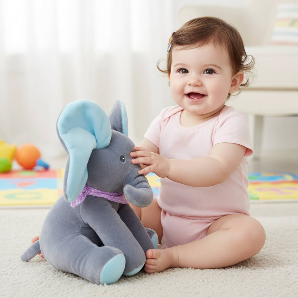 Peek-a-Boo Talking Elephant Toy – Interactive Plush Elephant