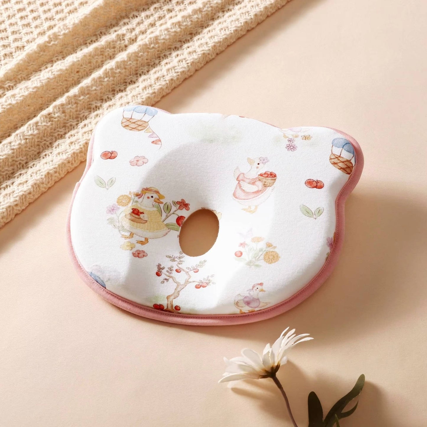 Infant Head-Shape Pillow for Flat Head Prevention - Sweat-Absorbent, Gentle Head Support